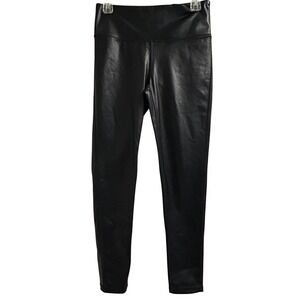Mono B Black Faux Leather High Waisted Leggings Size Med